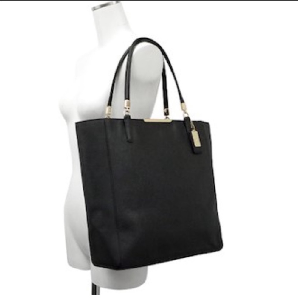 NWT Coach Black Madison Saffiano North/South Tote